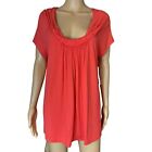 Elie Tahari Valencia Blouse Size XL TG Coral Short Sleeves Cowl Neck Stretch