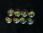 8 Cats Eyes (Devil's Eye?) Vintage Glass Marbles Shooters 3/8"