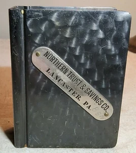 ANTIQUE NORTHERN TRUST & SAVINGS CO LANCASTER, PENNSYLVANIA BOOK SHAPED COINBANK - Picture 1 of 12