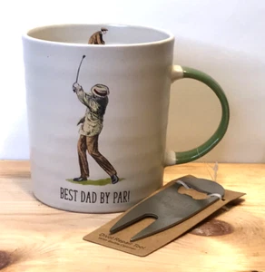Prima Design Best Dad by Par Golf Ceramic Coffee Tea Mug with Divot Repair Tool - Picture 1 of 11