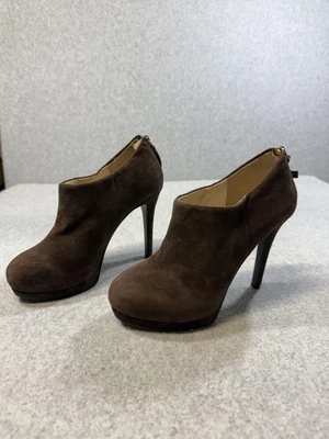 Nine West Shoes Womens Size 5.5 Brown Suede High Heel Booties Platform Zip Back - Image 1 of 4