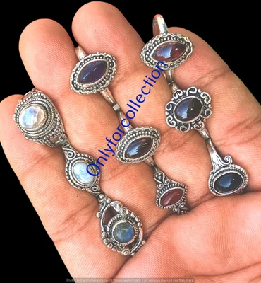 Оптовая продажа ювелирных изделий с драгоценными камнями покрытие серебро 925 пробы гранат и смесь колец - Изображение 1 из 3