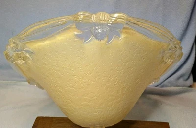 Antiguo 12" X 5" Vidrio Beige y Transparente Pantalla de Luz 3/8" Poste Central-Techo  Foto 1 de 4