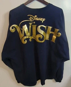Disney Cruiseline Wish Spirit Jersey Top Blue Gold Glitter Long Sleeve Size XL - Picture 1 of 13