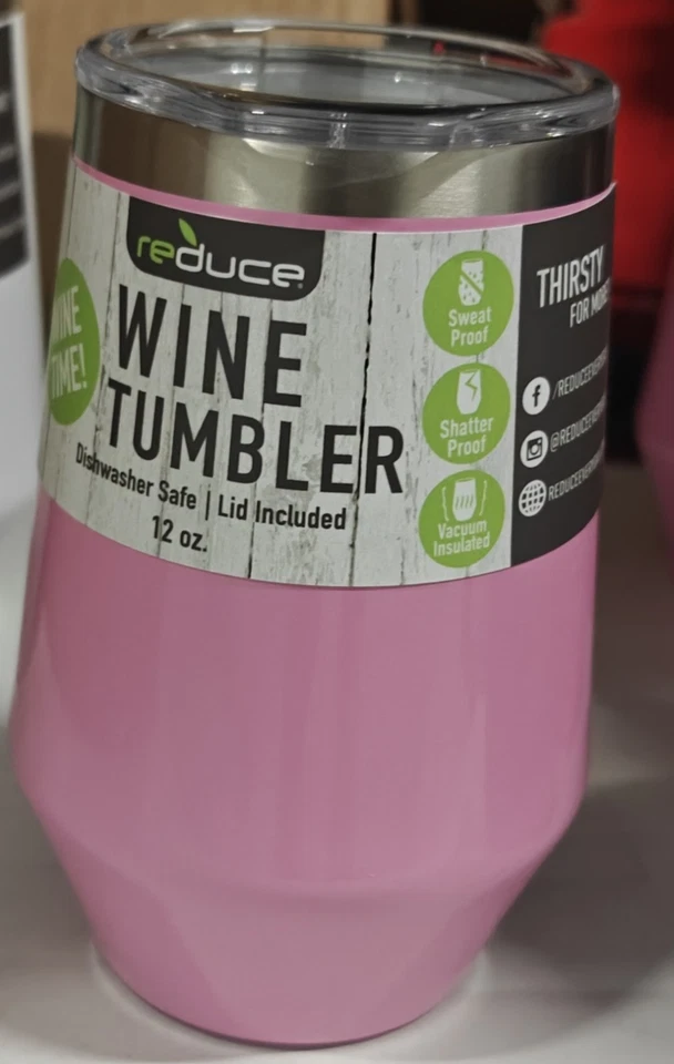 Vaso de vino café con aislamiento al vacío Reducir 12 oz tapa rosa Foto 1 de 4