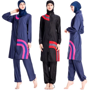 Muslim Women Hijab Swimwear Full Cover Beachwear Islamic Burkini Swimsuit Arab - Picture 1 of 21