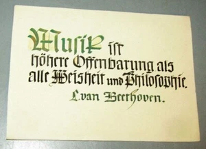SPRUCHBILD von BEETHOVEN Handgemalt handgeschrieben MUSIK IST HÖHERE OFFENBARUNG - Bild 1 von 2