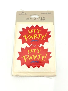 NEW Vintage Hallmark “Let’s Party” 8 Slogan Sticker Invitation Envelope Seals - Picture 1 of 3