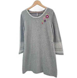 Hanna Andersson Floral Embroidered Knit Dress 100% Cotton Knee Length Sz XL NWOT - Picture 1 of 13