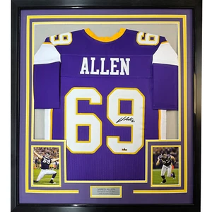 Framed Facsimile Autographed Jared Allen 35x39 Purple Reprint Laser Auto Jersey - Picture 1 of 2