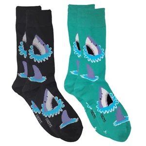 Great White Shark Jaws Teeth Ocean Whale Fish Sharks Sport 2 Pairs Men's Socks - Picture 1 of 5