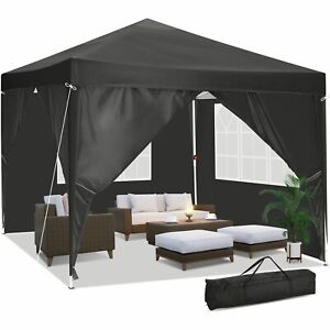 10'x10' Ez Pop up Canopy Portable Party Tent with 4 Sidewalls Instant Gazebo