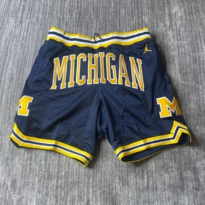 Nike Air Jordan Michigan Wolverines Shorts Mens Large Blue Yellow Just Don NEW - Picture 1 of 18