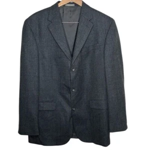 Oscar de la Renta Grey Windowpane Tweed Wool Sportscoat Blazer Men Size 42L - Picture 1 of 5