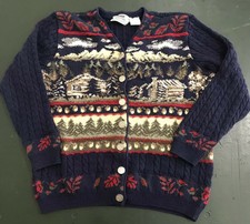 Vtg Northern Reflections “Ugly Sweater” Christmas Holiday Cardigan Unique Size M