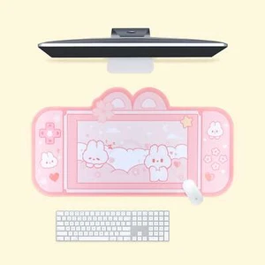 Schreibtischunterlage Bunny Pink - Süßes Gaming Nintendo Switch Pad - Bild 1 von 7