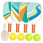 Pickleball Paddles Set of 4, Premium Wood with 4 Indoor & Outdoor Green/Blue