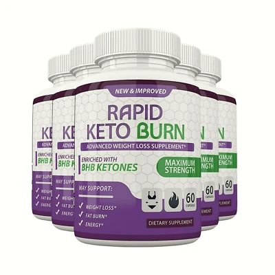 5-Pack Rapid Keto Burn Pills - Keto Supplement for Weight Loss - 300 Capsules - Image 1 of 4