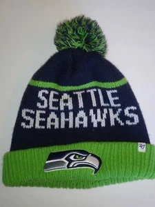 NFL Seattle Seahawks Beanie Classic Blue Green Pom Pom Knit Cap OSFM - Picture 1 of 4