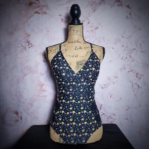 Tropical Retro V-Neck One Piece Bathing Suit - Picture 1 of 14