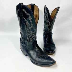 Nocona Herren Größe 8,5 EE Schwarz Leder Cowboy Western Stiefel Hergestellt in den USA - Bild 1 von 15