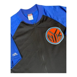 Majestic New York Knicks Warm Up Satin Shooting Shirt Men’s 2XL Full Zip USA 90s - Picture 1 of 12