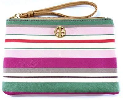 Bolsa de mão Giani Bernini listrada pulseira multicolorida couro sintético 8x5,5” - Imagem 1 de 4