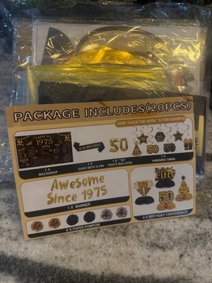 Juego de decoraciones doradas 50 aniversario 20 piezas decoración celebración cumpleaños Foto 1 de 4