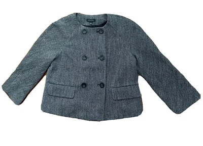 Blazer Chaqueta Ann Taylor Negro Gris Tweed Doble Pecho Talla 12 Nuevo sin Etiquetas Foto 1 de 4