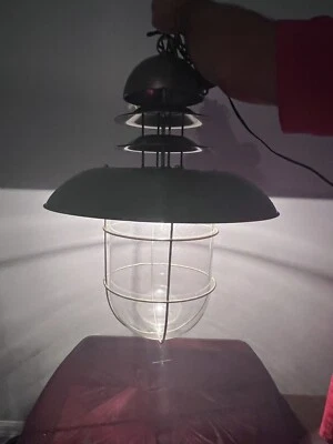 Lámpara colgante de metal náutico de vidrio con pantalla tamaño más grande 28 pulgadas Foto 1 de 4