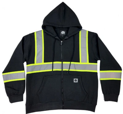 Sudadera con capucha reflectante de seguridad negra Buffalo Outdoors® Workwear Foto 1 de 3