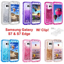For Samsung Galaxy S7 S7 Edge Liquid Glitter (Case Clip Fits Otterbox Defender)
