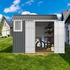 6'X8' Outdoor Metal Storage Shed Garden Tool House w/Hinged Doors and Foundation