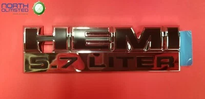2006-2012 Dodge Ram 1500 2500 3500 Chrome "HEMI 5.7 Liter" Nameplate NEW Mopar  - Image 1 of 4