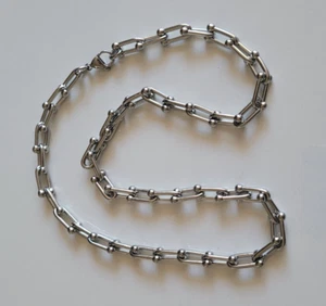 Edelstahl U Glieder 7 mm Halskette Silber Finish 20" U Gliederkette Halskette - Bild 1 von 4