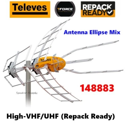 Televes Ellipse Mix Antenna 148883 High-VHF/UHF Amplified with Power Supply