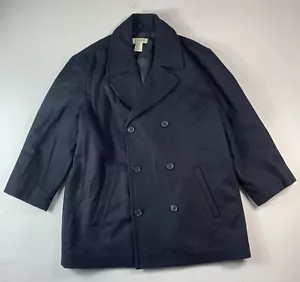 J Crew Peacoat Mens XL Navy Blue Wool Nylon Jacket buttons Military style - Picture 1 of 6