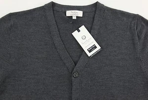 Men's TURNBURY Gray Grey Merino Wool Cardigan Sweater L Large NEW NWT F45SR750  - Picture 1 of 4