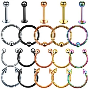 LIPPENPIERCING BCR NASENRING LABRET HUFEISEN PIERCING TRAGUS HELIX NASEN RING - Bild 1 von 5
