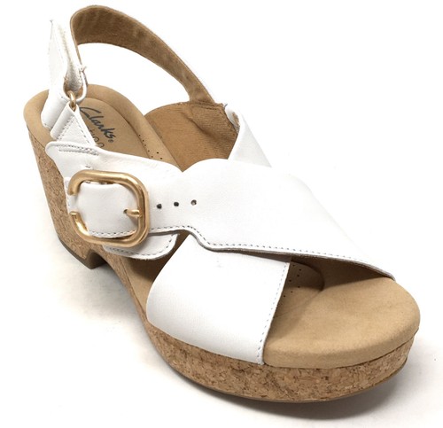 Zeppe Clarks Donna Collezione Giselle Donna Taglia 7 5 Colomba Pelle Bianco