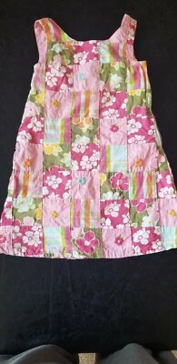Vestido Gymboree Rosa Y Verde Patchwork Algodón con Flores Bordadas, Talla 4, Nuevo sin Etiquetas Foto 1 de 4