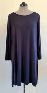 Top túnica azul Eileen Fisher mezcla viscosa mangas 3/4 talla XL - Imagen 1 de 6