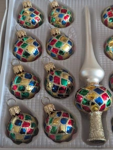 Vintage Christopher Radko Harlequin Small Christmas Tree Topper Balls Mini Rare - Picture 1 of 12