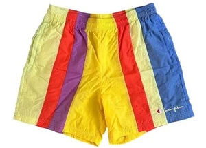 Champion Nylon Warm Up 6" Mesh Lining Retro Gym Shorts Mens ColorBlock NWT 2XL - Picture 1 of 5