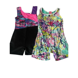 Free Style & Future Star Girls Set of 2 Leo Leotard Gymnastics Short Youth Small - Picture 1 of 4
