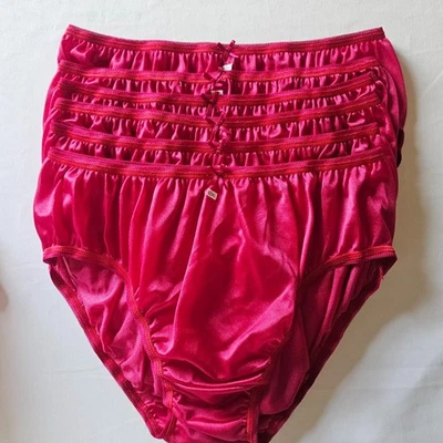 6 Big Bikini Underwear Nylon Woman Panties Soft Smooth Briefs Mid-Waist/Red/2XL - Image 1 of 4
