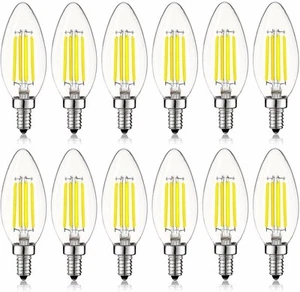 12x Luxrite LED Chandelier Bulbs 60W Equivalent 5000K 550lm Dimmable E12 Base - Picture 1 of 8
