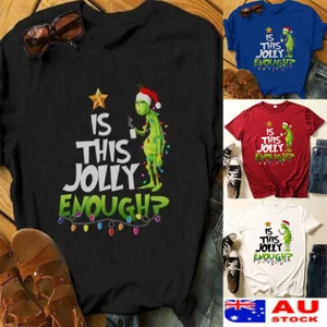 2022 Grinch IS THIS JOLLY ENOUGH? CHRISTMAS T-SHIRT LADIES MENS XMAS TOPS AU HOT - Picture 1 of 20