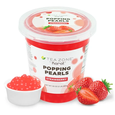 Tea Zone Strawberry Popping Pearls/Popping Boba(B2053, 2lbs) for Boba Tea