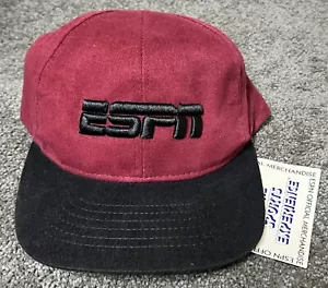 ESPN 2 Vintage '90s Hat Baseball Cap SnapBack Maroon Black Official Merch w/ Tag - Picture 1 of 8